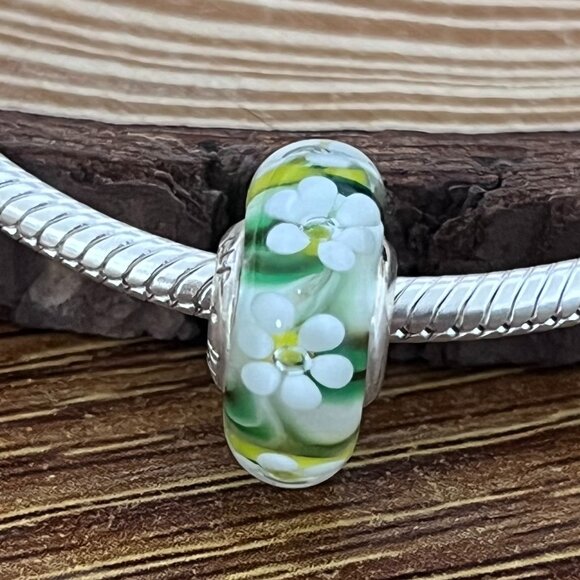 Pandora Wild Flowers Murano Glass Charm Floral Charm - Picture 4 of 6